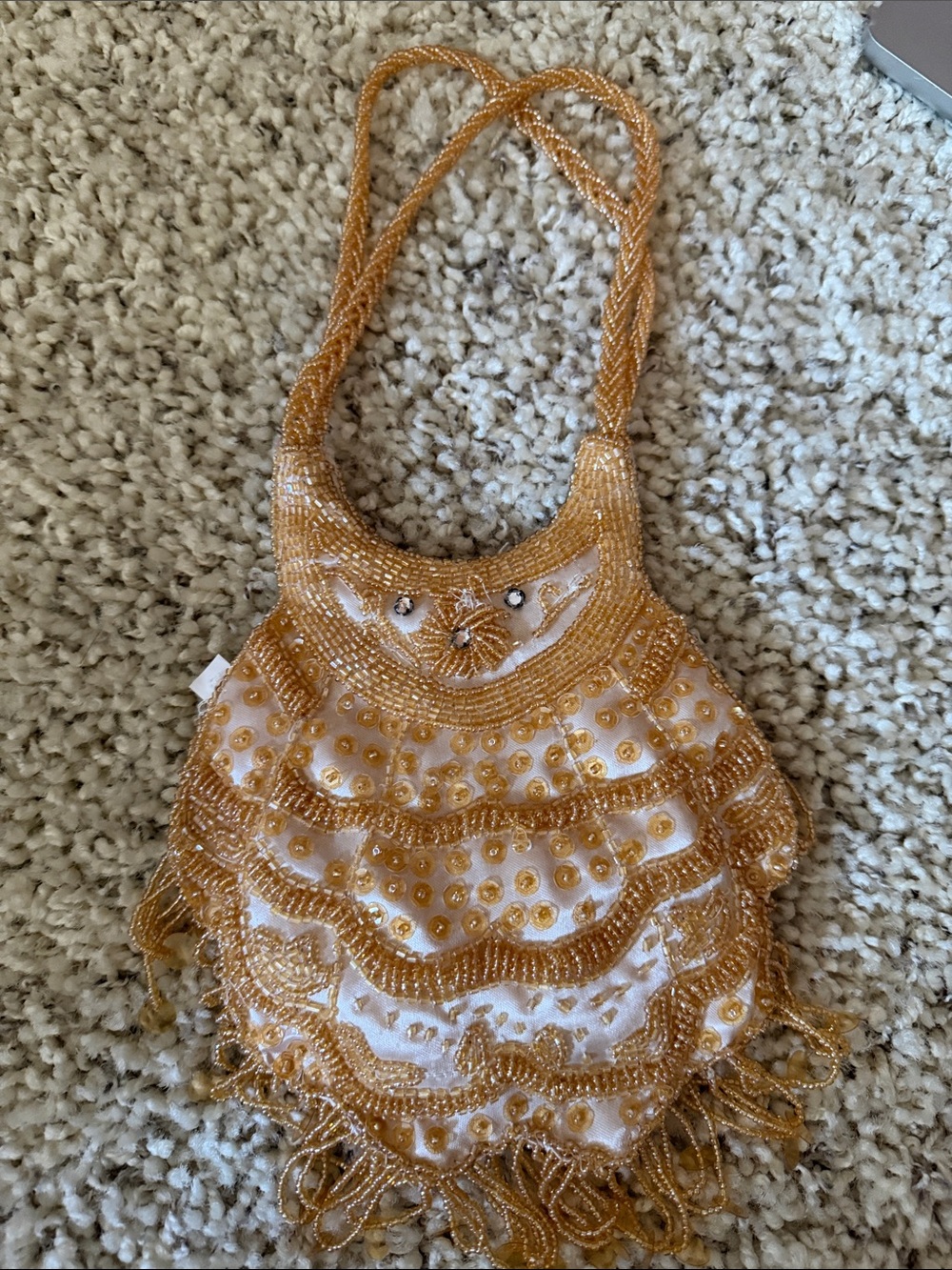 Gold Beaded Fringe Evening Bag